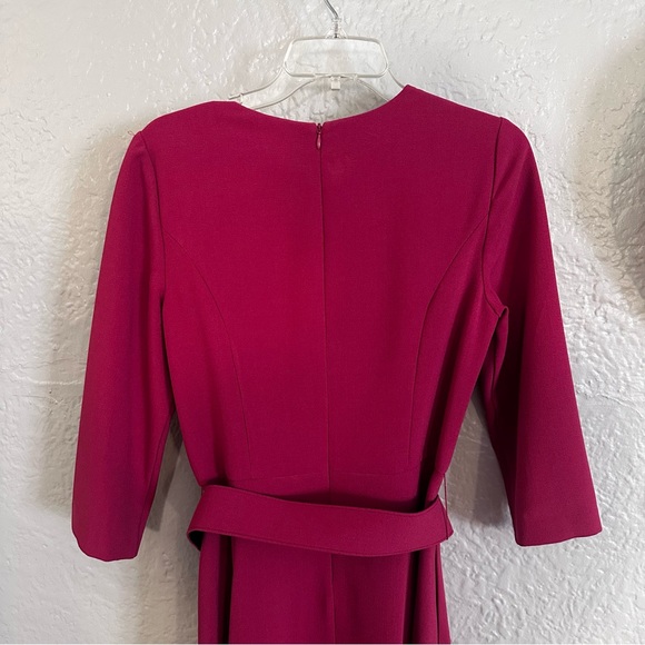 Eliza J Belted Solid Pink A-Line Split Sleeve Knee-Length Dress Size 10 - Picture 9 of 9